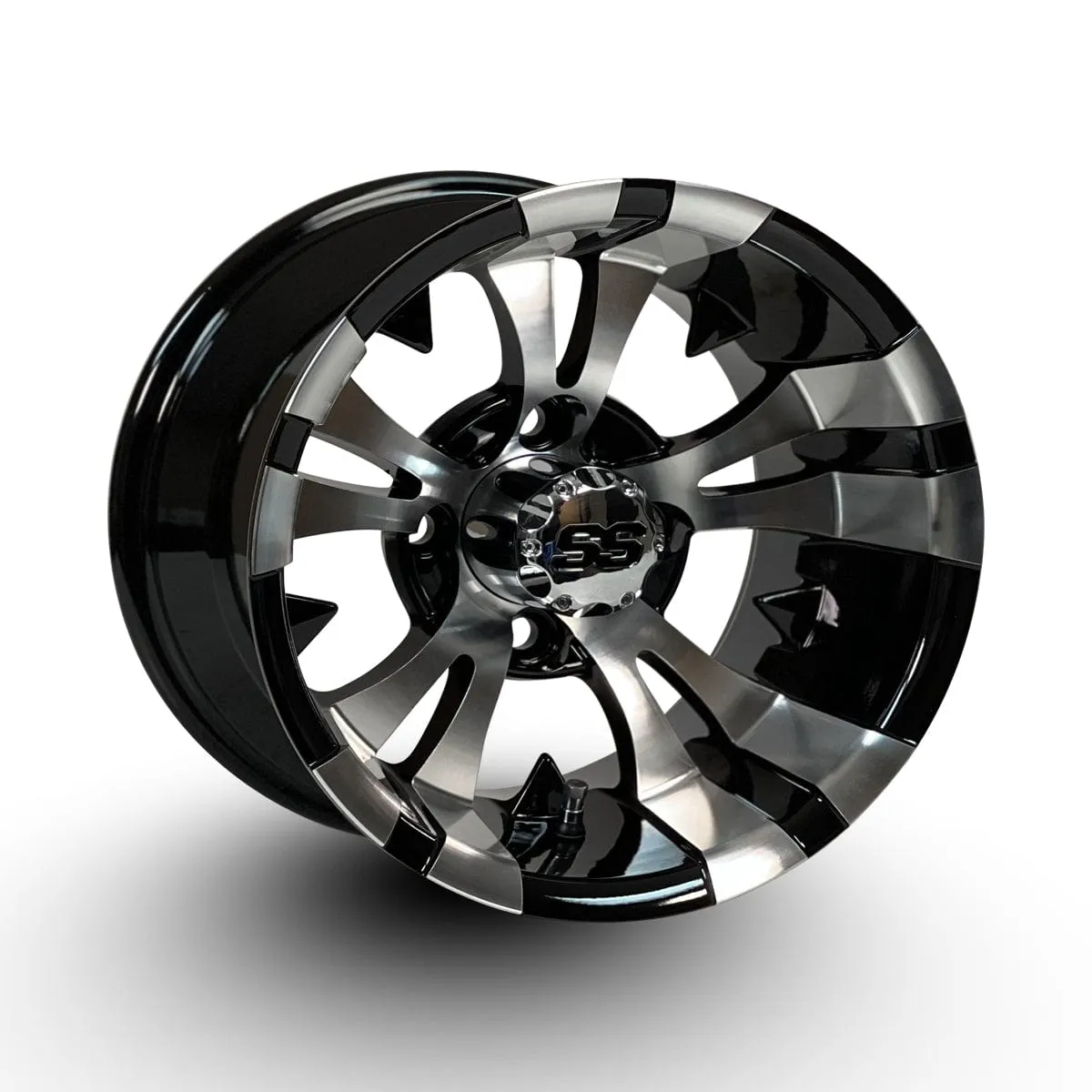 12" Vampire Machined/ Black Wheels and WANDA GFX 23x10-12 (23" tall) DOT Street Tires - Set of 4