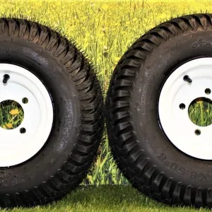 18x8.50-8 Turf Tires on 8x7 White Steel Wheels Compatible with Golf Carts and Mowers (Compatible with Toro Grandstand) (Set of 2)