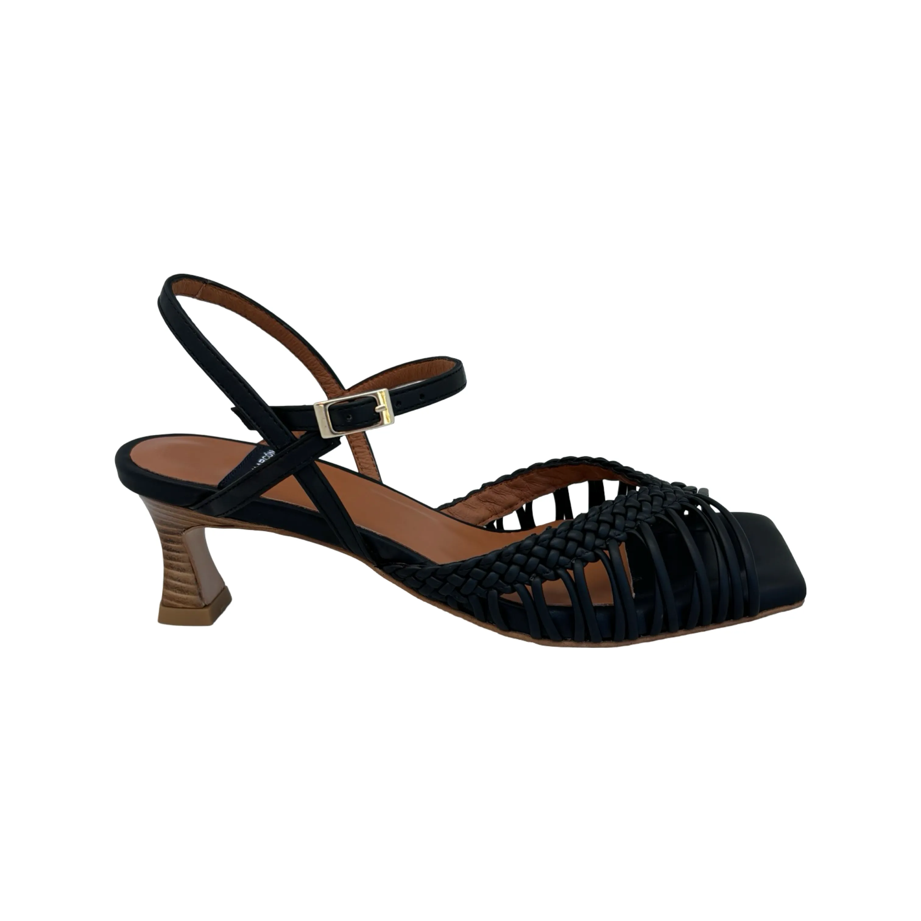 24076 Invar Ankle Strap Black Sandal