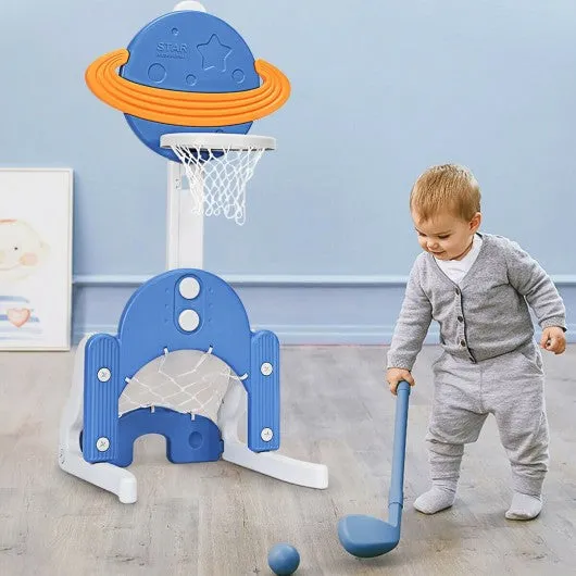 3 in 1 Kids Basketball Hoop Set with Balls-Blue