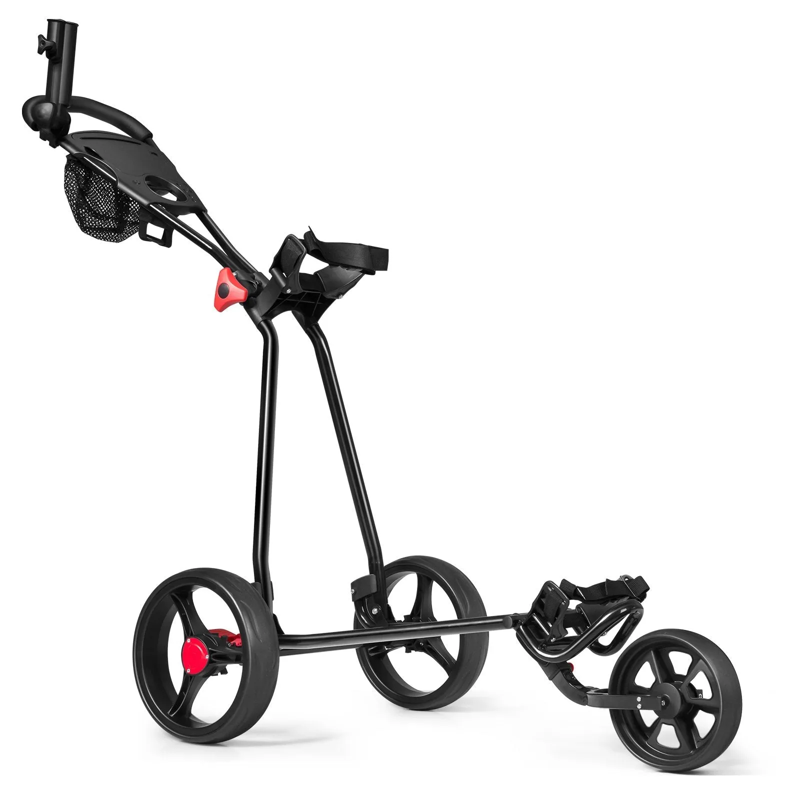 3 Wheel Folding Golf Push Cart with Adjustable Handle and Foot Brake