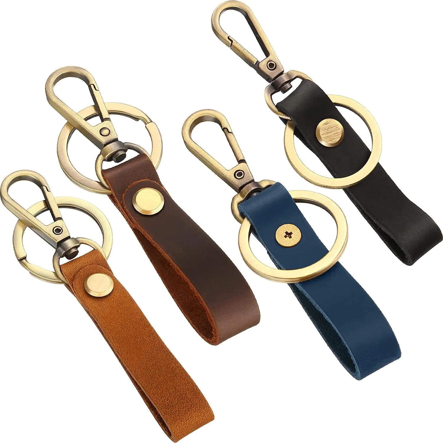 4 Pieces Leather Valet Keychain