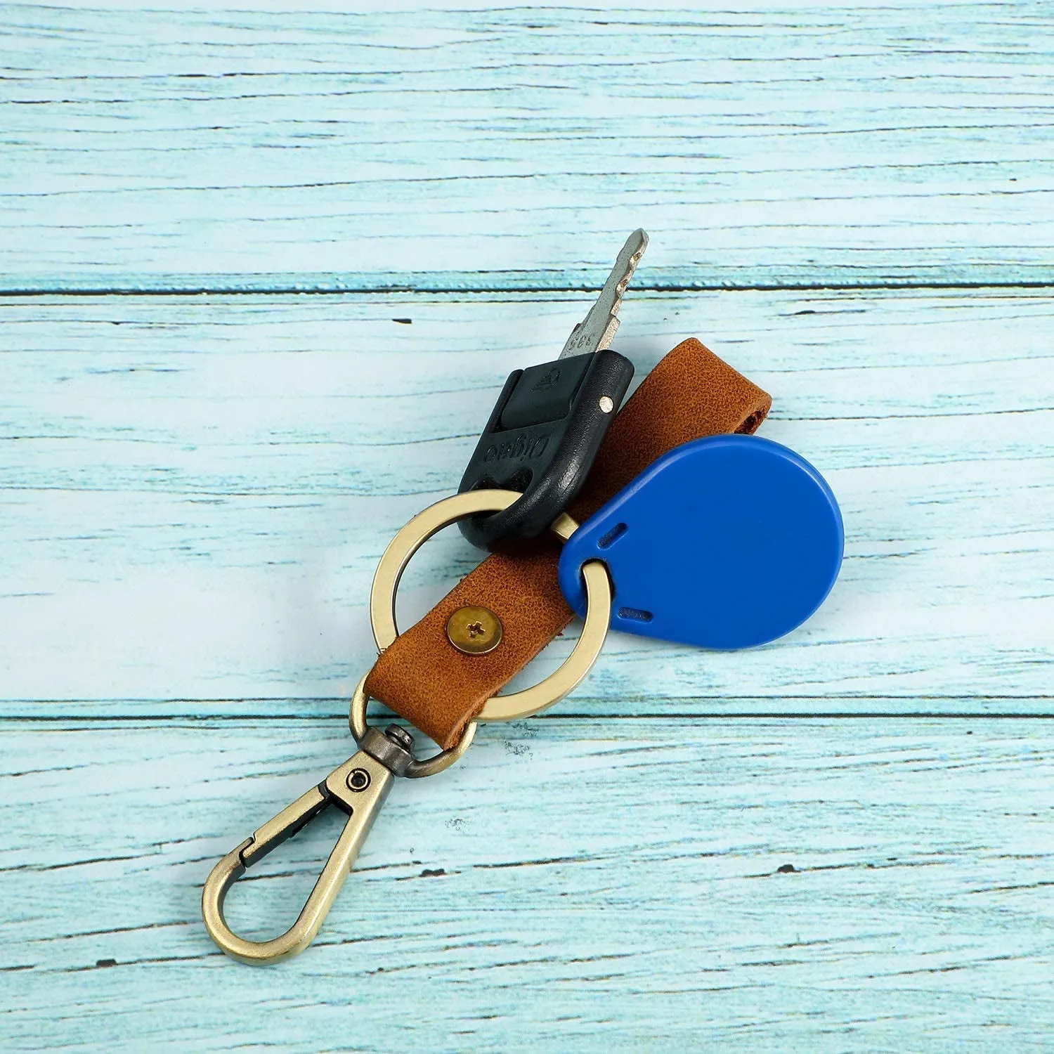 4 Pieces Leather Valet Keychain