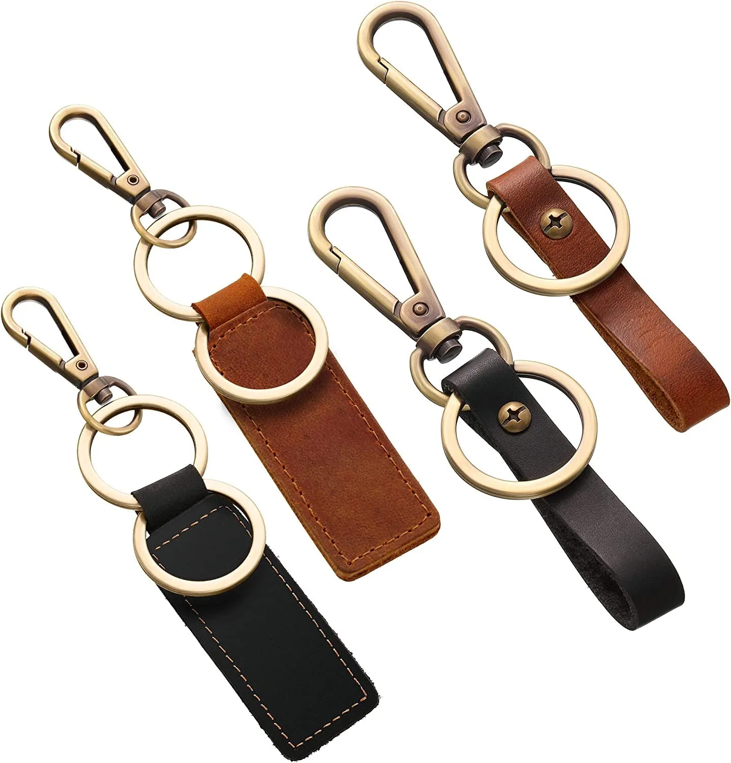 4 Pieces Leather Valet Keychain