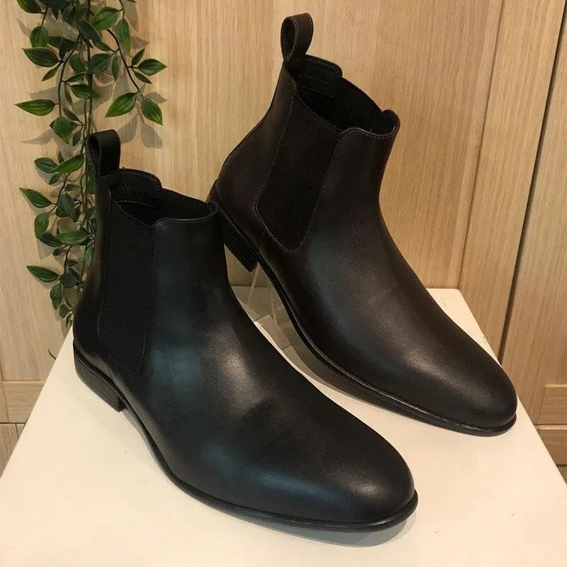 6 CM/2.36 Inches CMR CHAMARIPA Vegan Leather Elevator Chelsea Boots for Men