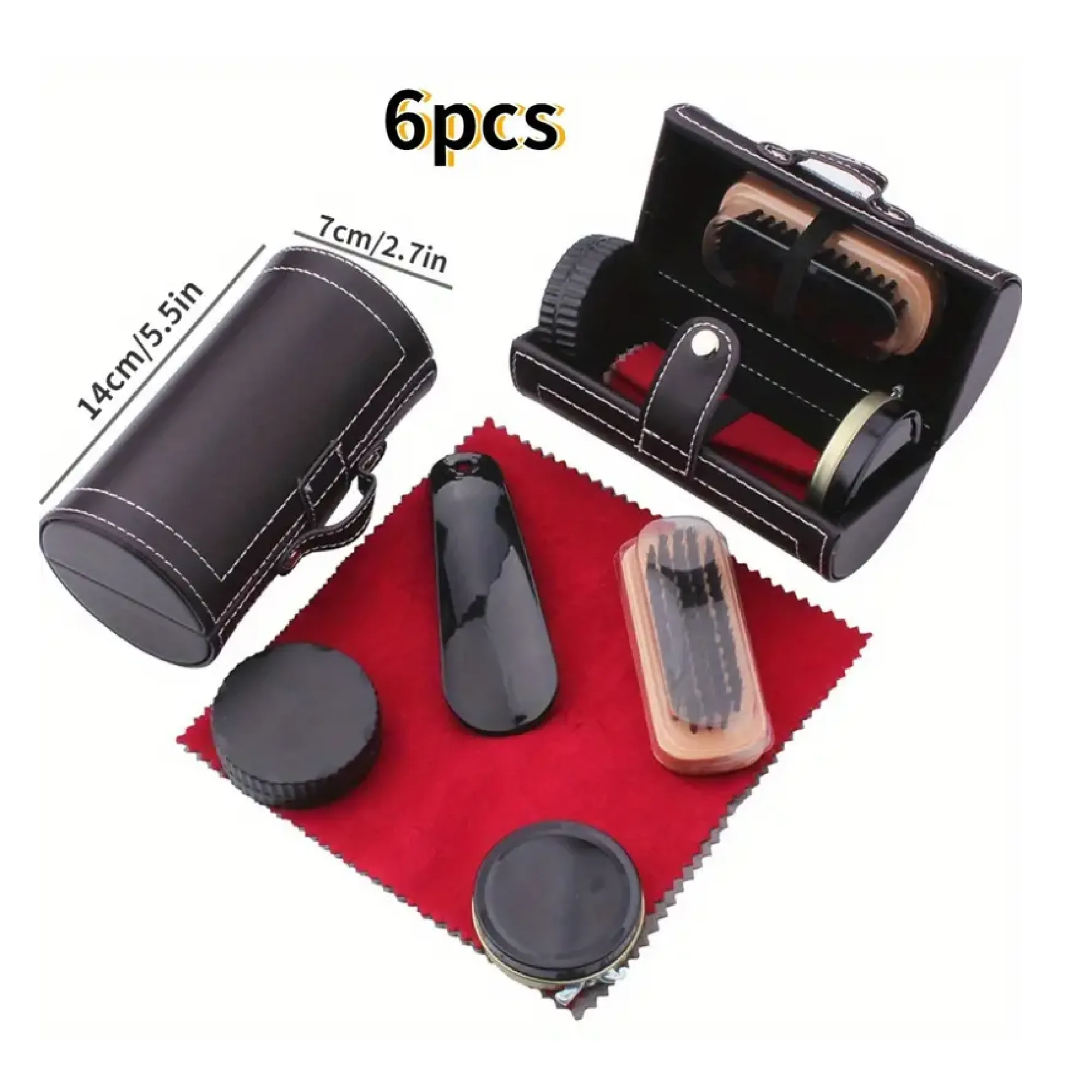 6pcs/9pcs/10pcs Travel Portable Shoe Polish Brush Polishing Tool Set, Shoe Polishing Brush Oil Polishing Wax