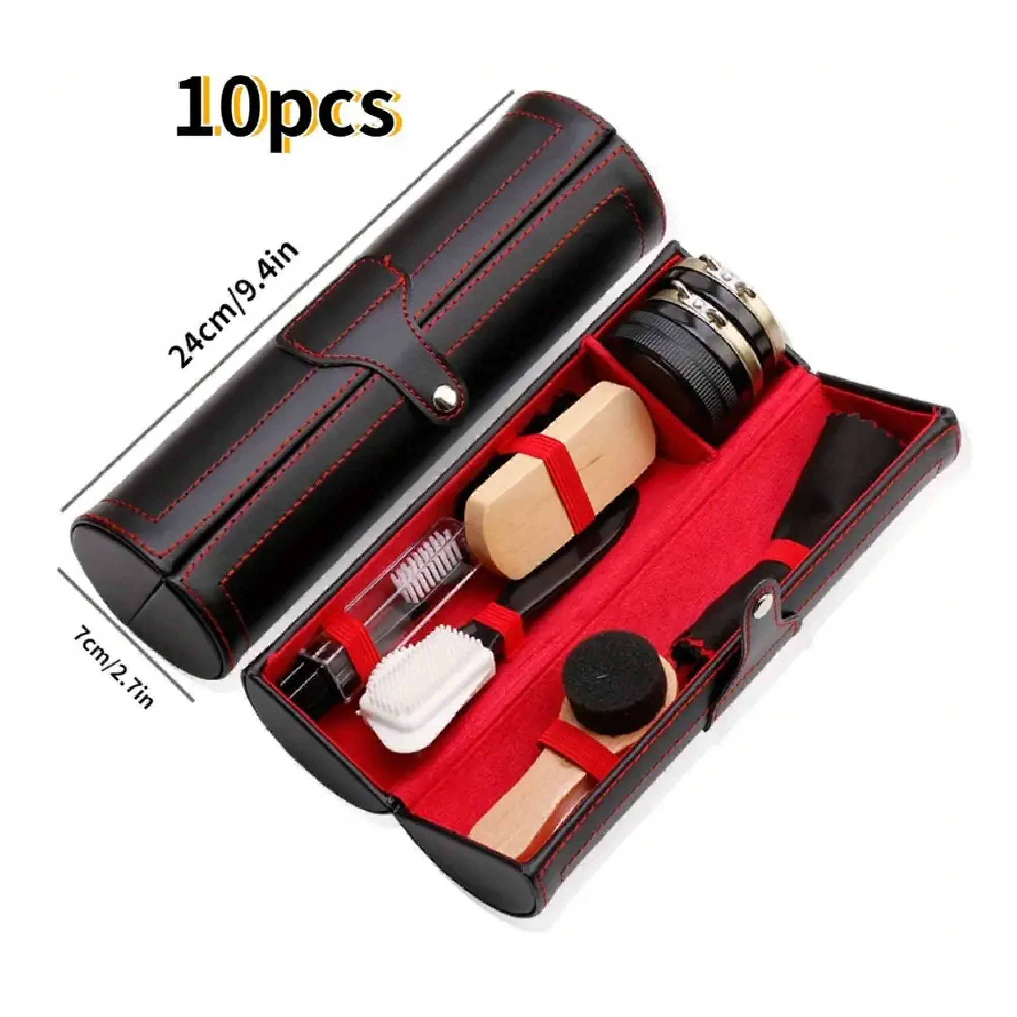 6pcs/9pcs/10pcs Travel Portable Shoe Polish Brush Polishing Tool Set, Shoe Polishing Brush Oil Polishing Wax