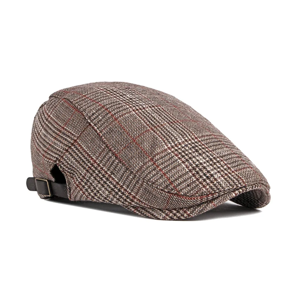 Adjustable Newsboy Hats Cotton Tweed Ivy Flat Cap Irish Cabbie Gatsby Golf YZ30108