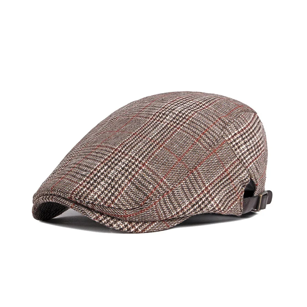 Adjustable Newsboy Hats Cotton Tweed Ivy Flat Cap Irish Cabbie Gatsby Golf YZ30108