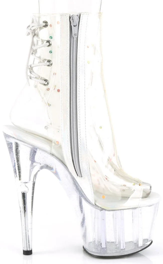 ADORE-1018C-2 Clear Glitter Ankle Boots