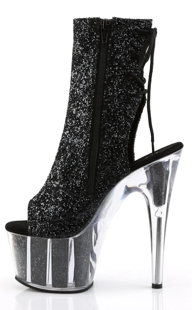 ADORE-1018G Black Glitter Ankle Boots