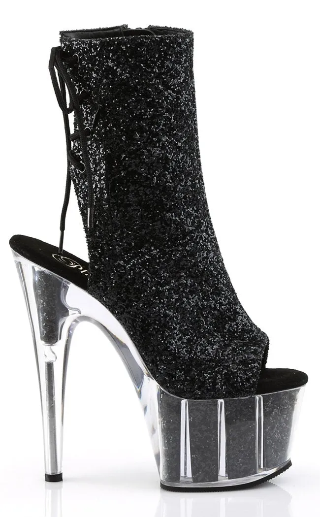 ADORE-1018G Black Glitter Ankle Boots