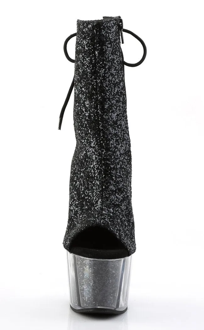 ADORE-1018G Black Glitter Ankle Boots