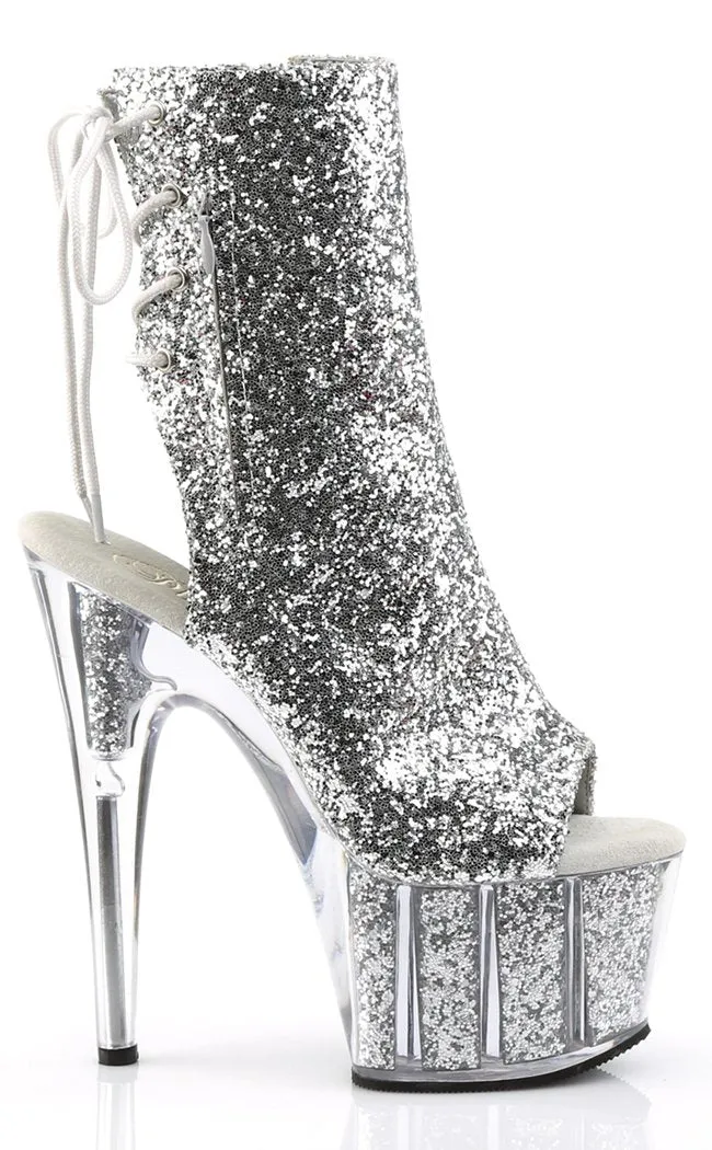 ADORE-1018G Silver Glitter Ankle Boots