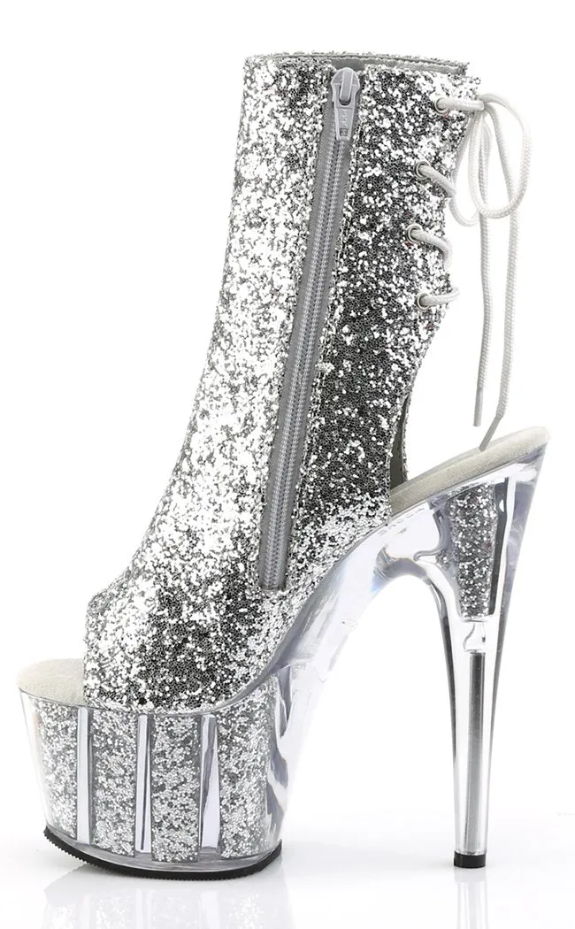 ADORE-1018G Silver Glitter Ankle Boots