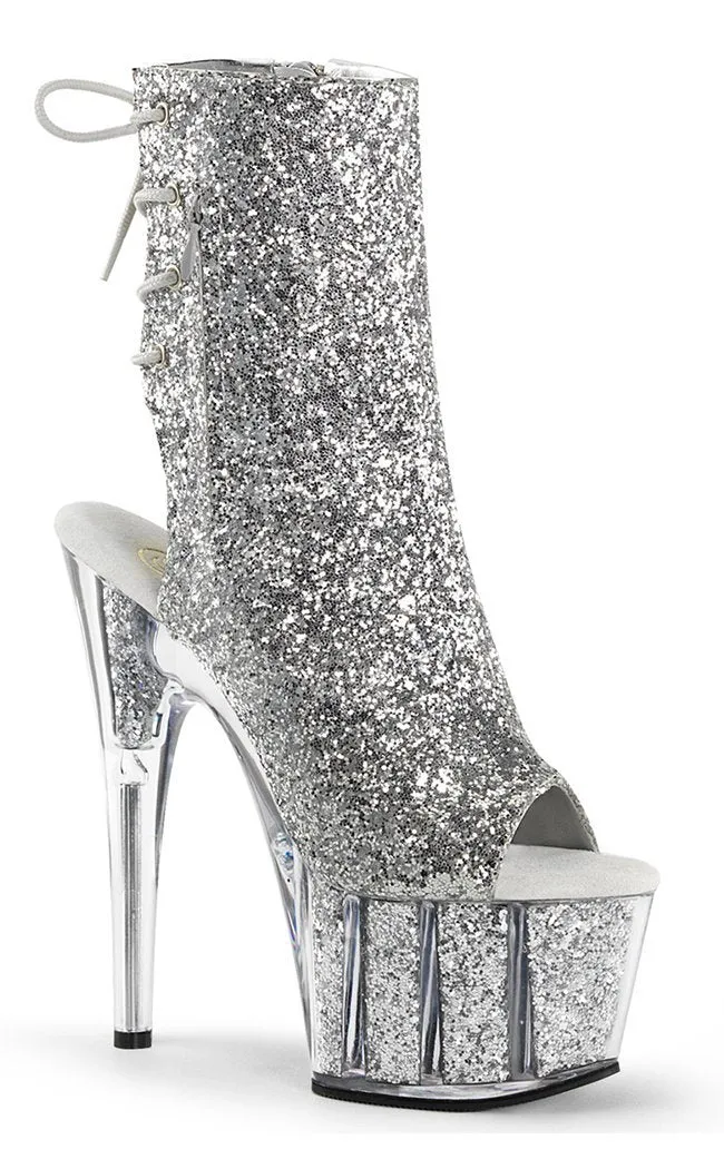 ADORE-1018G Silver Glitter Ankle Boots