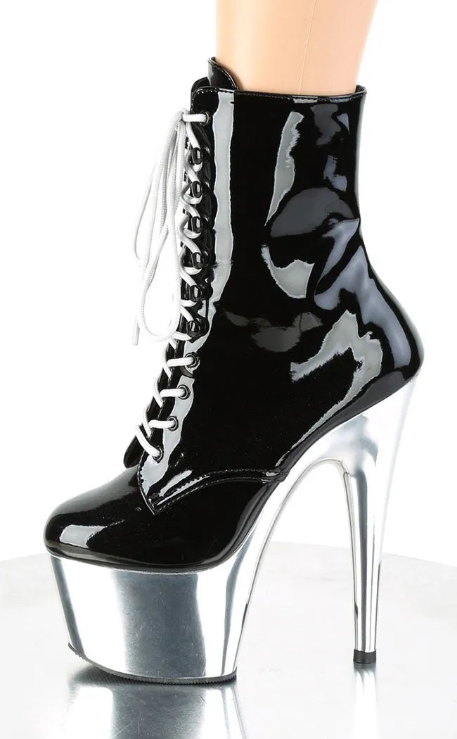 ADORE-1020 Silver Chrome & Black Boots