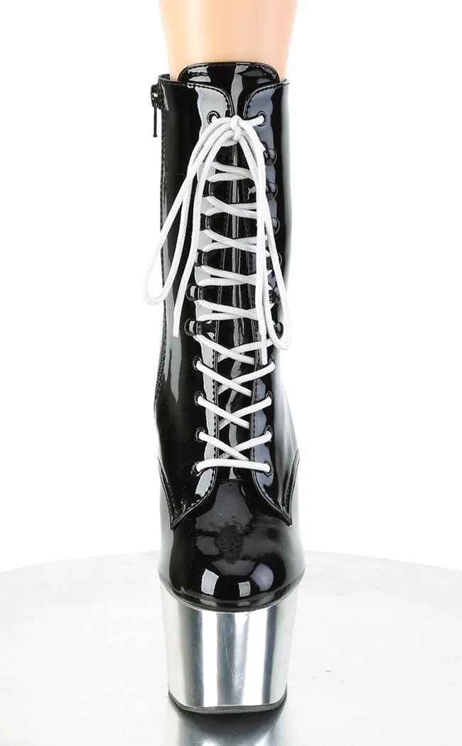 ADORE-1020 Silver Chrome & Black Boots