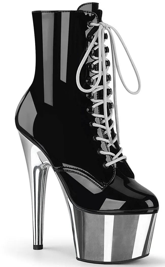 ADORE-1020 Silver Chrome & Black Boots