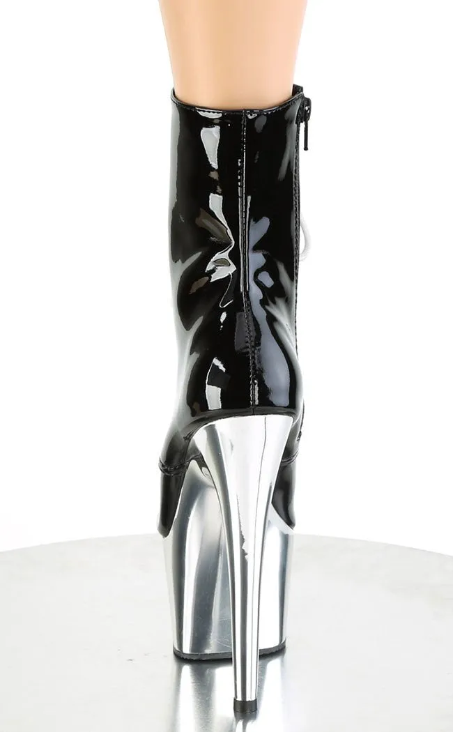 ADORE-1020 Silver Chrome & Black Boots