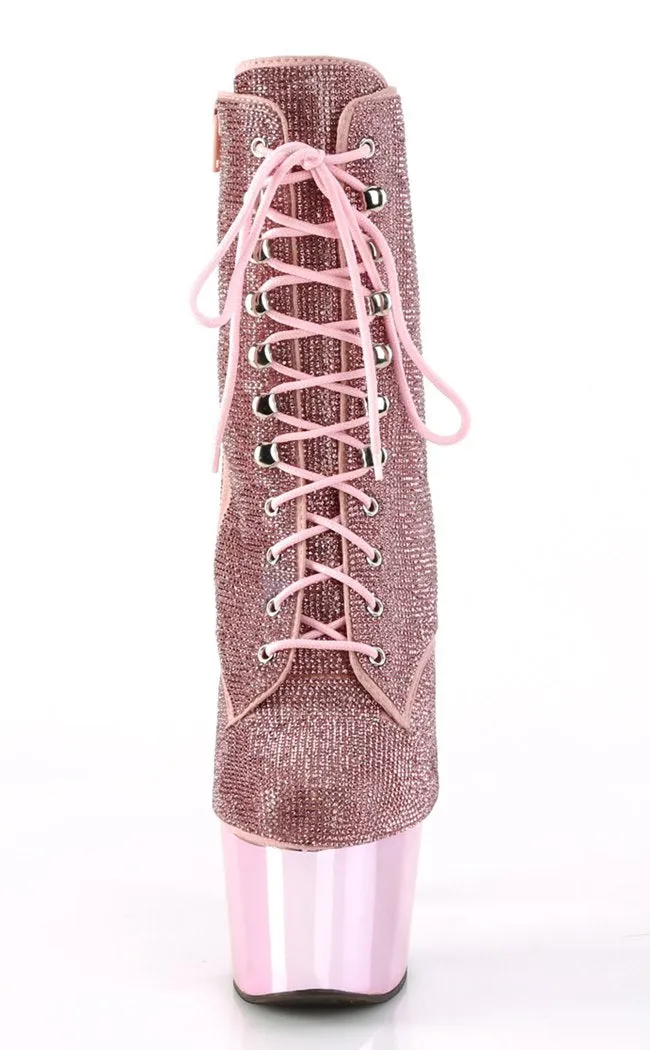 ADORE-1020CHRS Pink Chrome & Rhinestone Boots