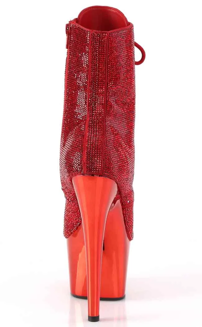 ADORE-1020CHRS Red Chrome & Rhinestone Boots