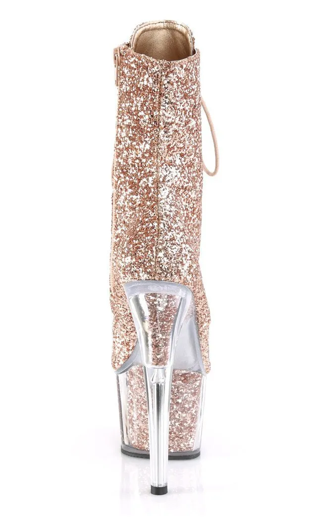 ADORE-1020G Rose Gold Glitter Ankle Boots