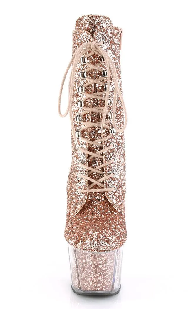 ADORE-1020G Rose Gold Glitter Ankle Boots