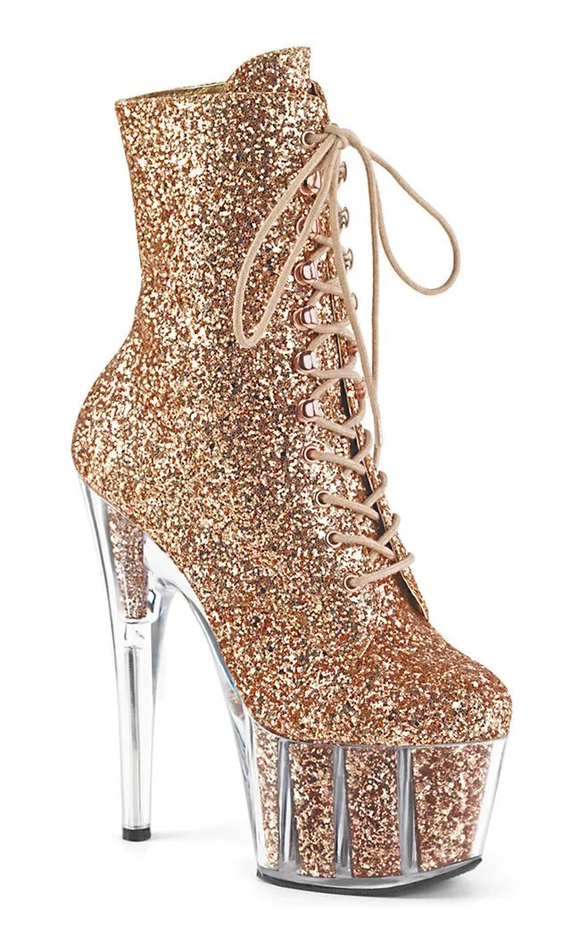 ADORE-1020G Rose Gold Glitter Ankle Boots