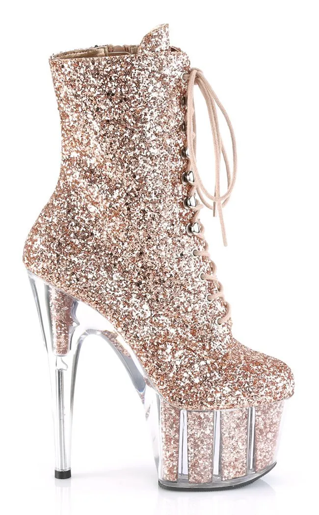 ADORE-1020G Rose Gold Glitter Ankle Boots