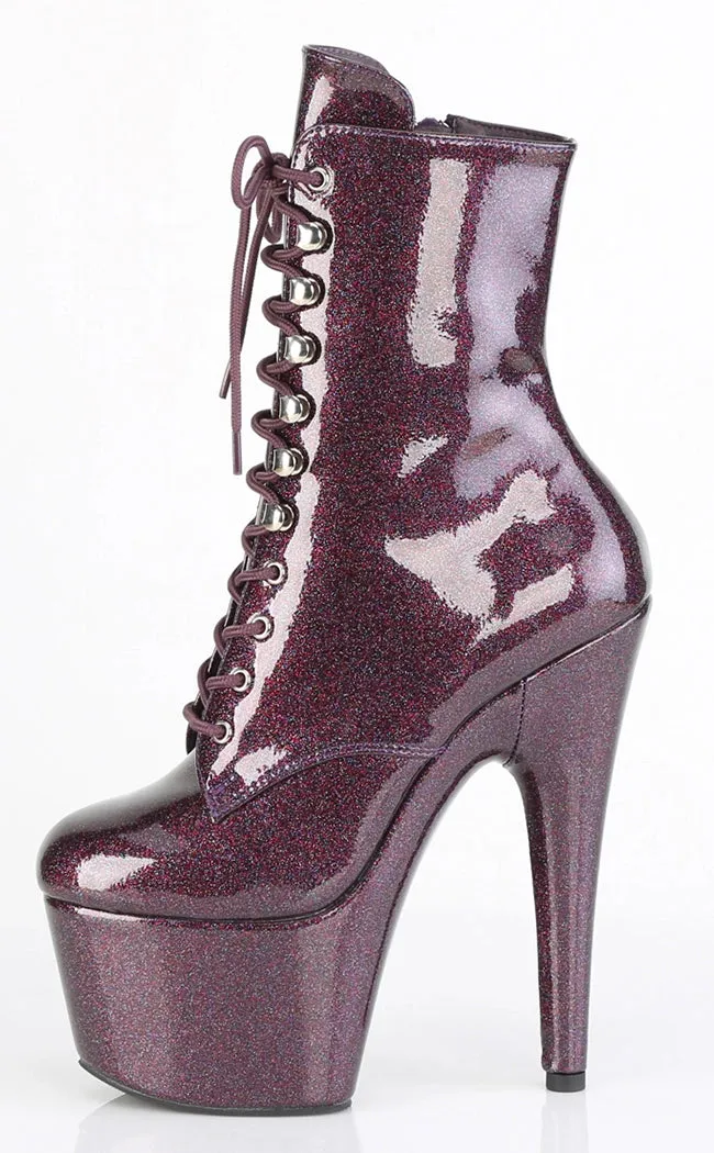 ADORE-1020GP Eggplant Glitter Ankle Boots