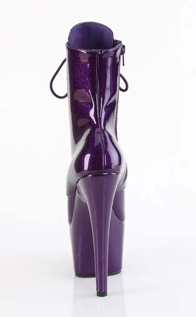 ADORE-1020GP Purple Glitter Patent Ankle Boots