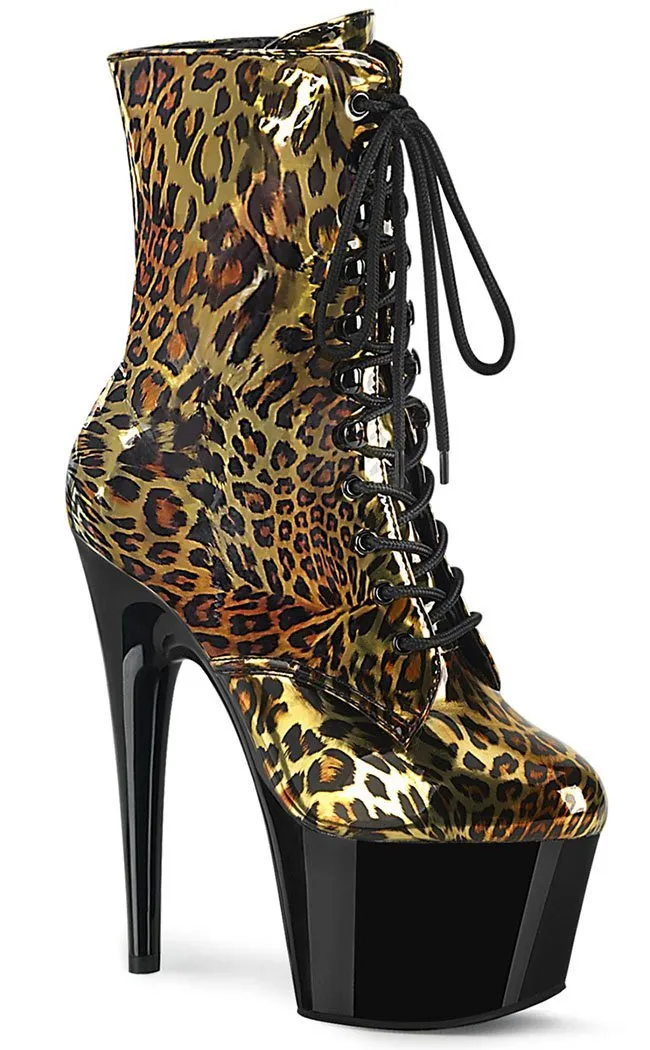 ADORE-1020LP Gold Metallic Leopard Ankle Boots