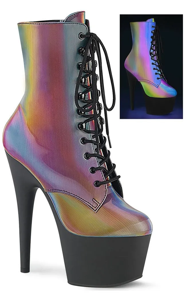 ADORE-1020REFL Rainbow Reflective Ankle Boots