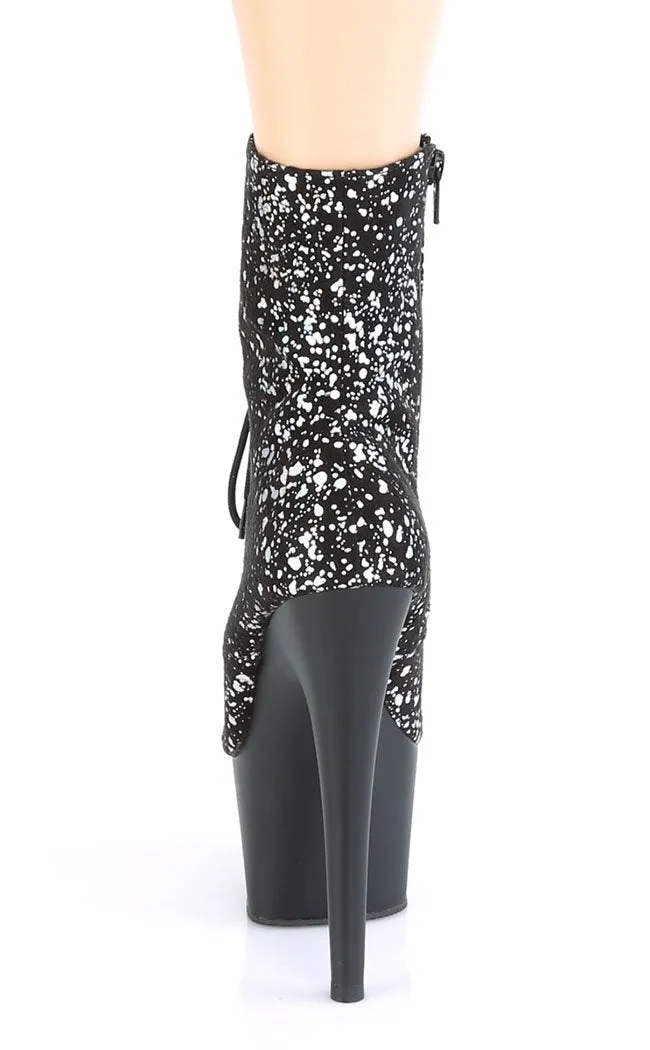 ADORE-1020SPLAT Silver Hologram & Black Boots