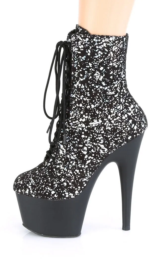 ADORE-1020SPLAT Silver Hologram & Black Boots