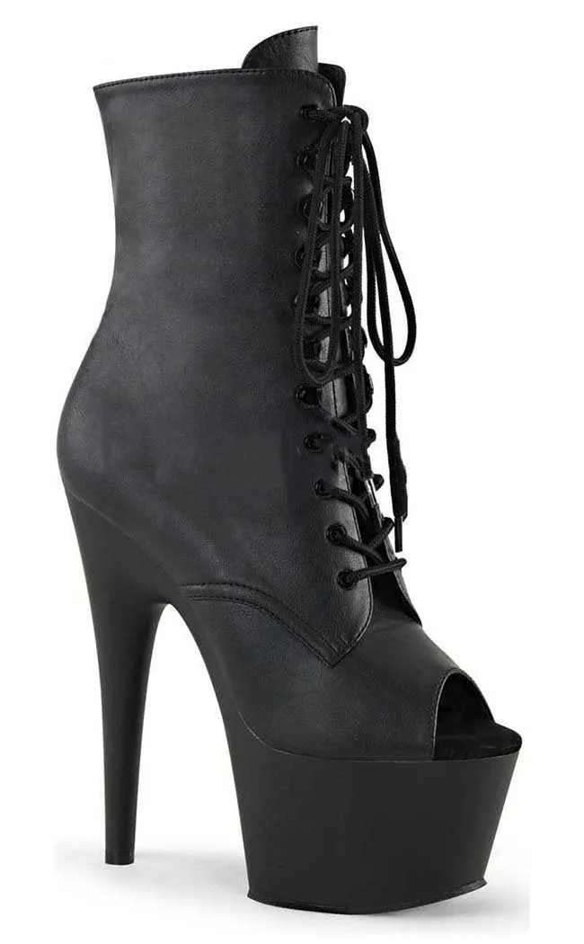 ADORE-1021 Black Vegan Leather Ankle Boots