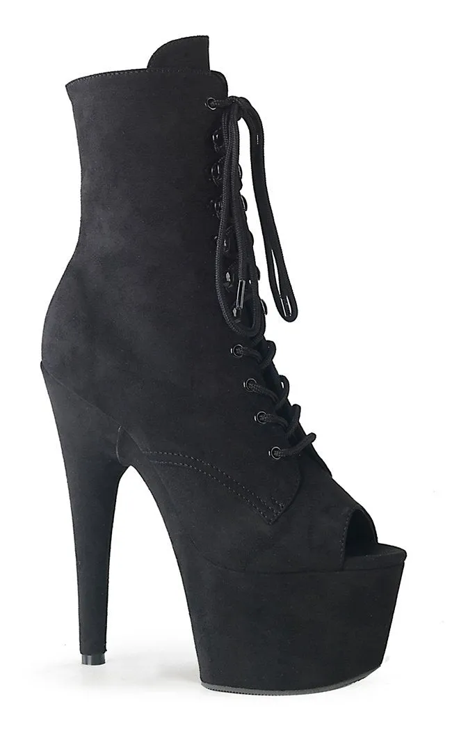 ADORE-1021FS Black Suede Peeptoe Ankle Boots