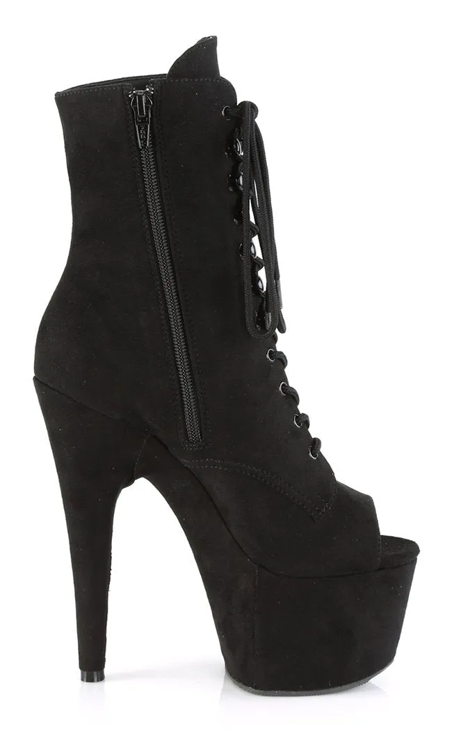 ADORE-1021FS Black Suede Peeptoe Ankle Boots