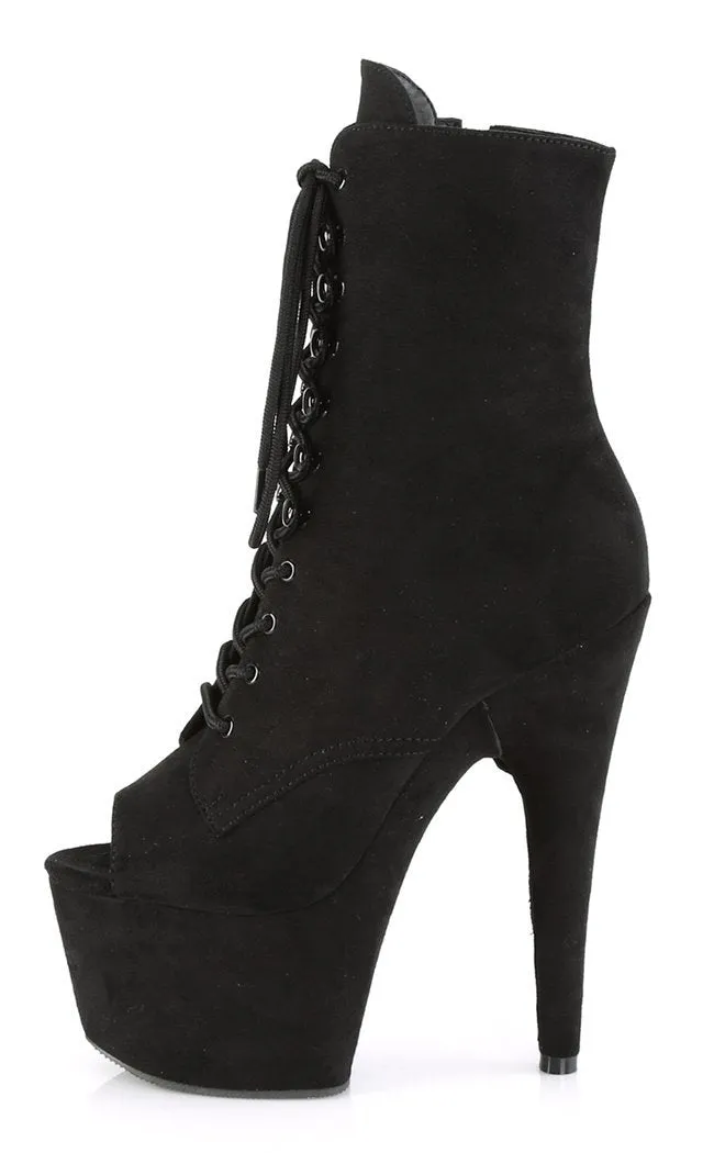 ADORE-1021FS Black Suede Peeptoe Ankle Boots