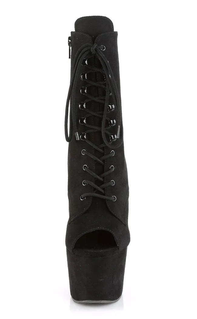 ADORE-1021FS Black Suede Peeptoe Ankle Boots