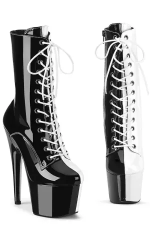 ADORE-1040TT Black & White Patent Boots