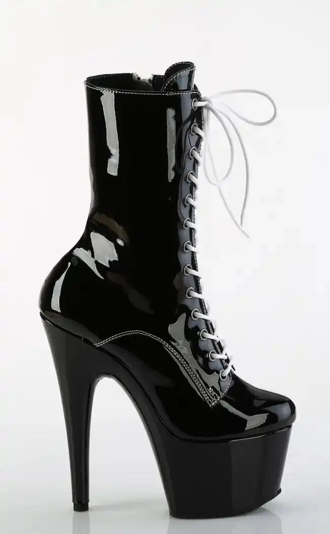 ADORE-1040TT Black & White Patent Boots