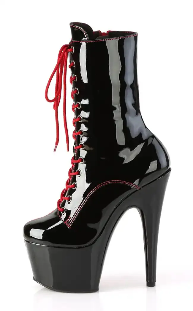 ADORE-1040TT Red & Black Patent Boots