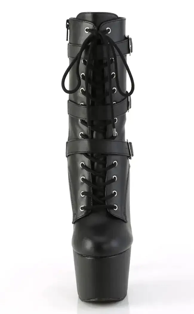 ADORE-1043 Black Vegan Leather Boots [In Stock]