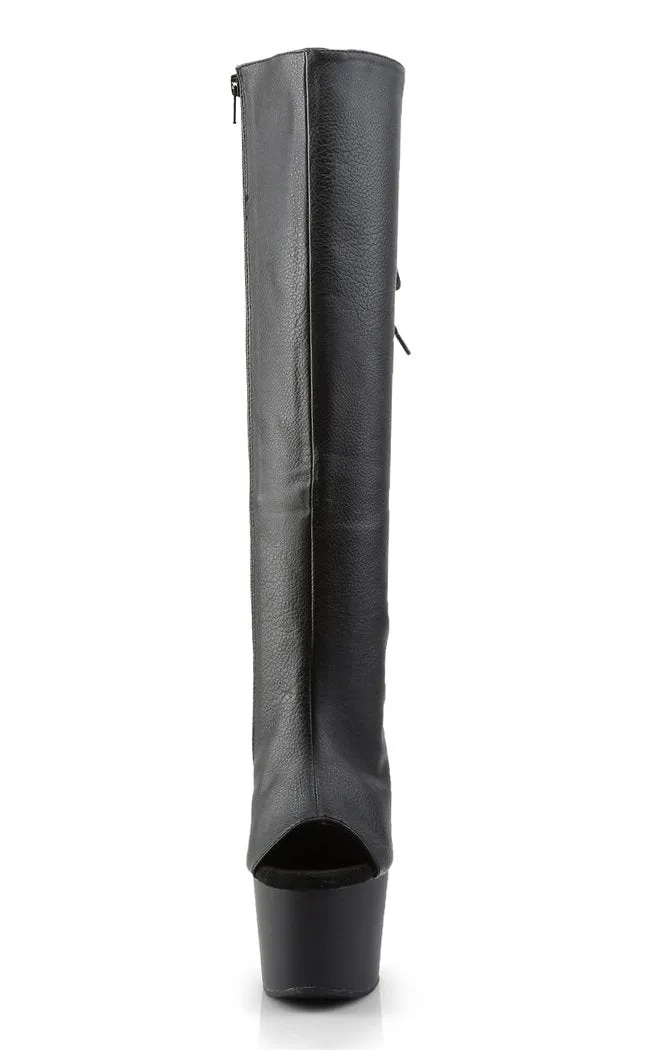 ADORE-2018 Black Vegan Leather Knee Boots