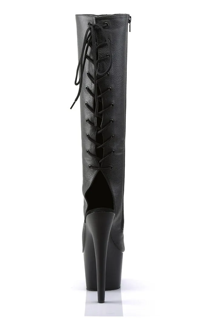 ADORE-2018 Black Vegan Leather Knee Boots