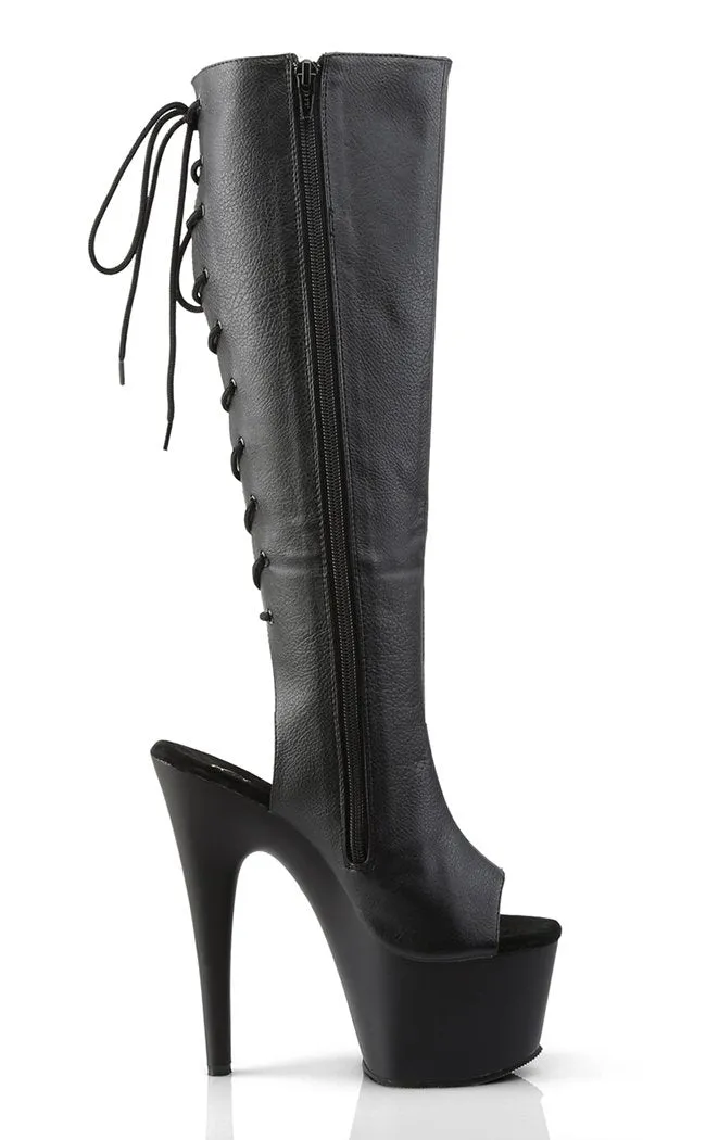 ADORE-2018 Black Vegan Leather Knee Boots