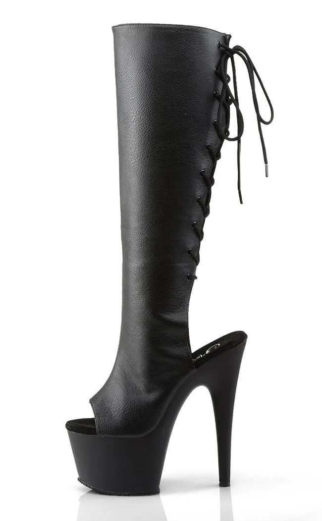 ADORE-2018 Black Vegan Leather Knee Boots