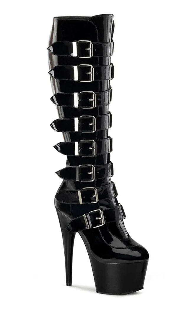 ADORE-2043 Black Patent Knee Boots